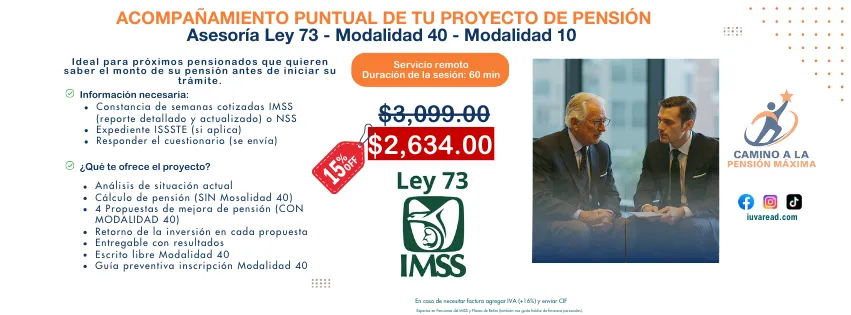Ley 73, Calculo de pension, pension, modalidad 40, IMSS, acompañamiento de pension, proyecto de pension